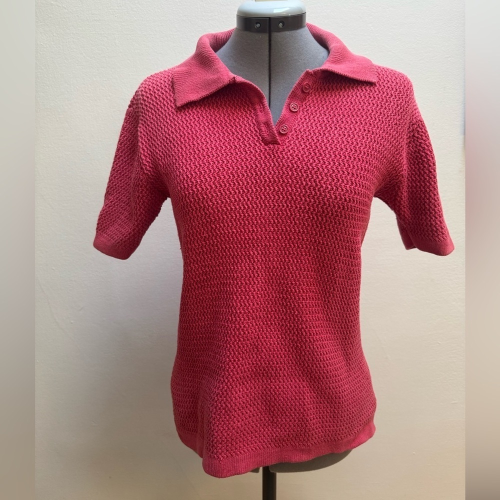 Vintage High Quality Eddie Bauer Waffle Knit Polo Sweater WPL 9647